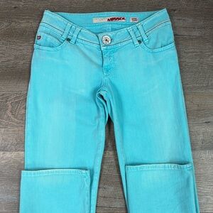Miss Sixty Turquoise Skinny Jeans Low Rise Capri Made in Italy Size 26